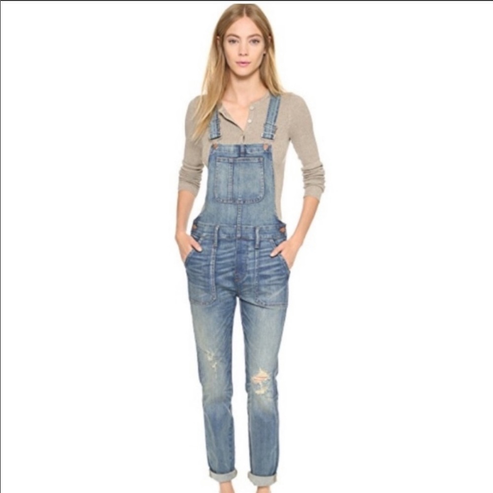 Madewell Skinny Overalls Distressed XS
